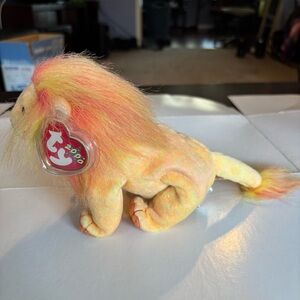 Ty Beanie Baby BUSHY the Lion Stuffed Animal Toy w/Tags 2000 Vintage, Tag Errors